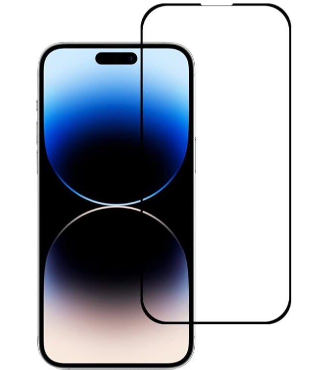 أكاليكس لاصقة حماية للشاشة 9d من الزجاج لموبايل أبل آيفون 14 بروماكس شفاف - Image 1